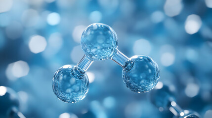 A molecular structure depicted in a blue, abstract background, emphasizing scientific concepts.