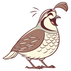 A smiling quail with a cute plume on its head