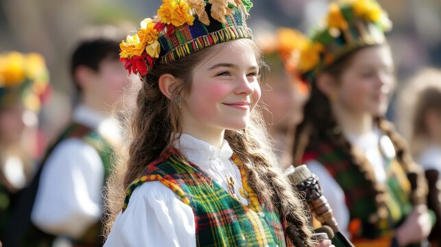 Celebration of st. david's day with traditional welsh attire and festive spirit
