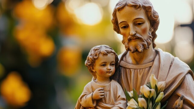 St. joseph's day celebration with artistic depiction of saint joseph and child