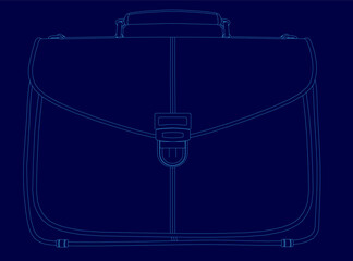 Blue drawing of a briefcase. The briefcase is shown in a blue color scheme