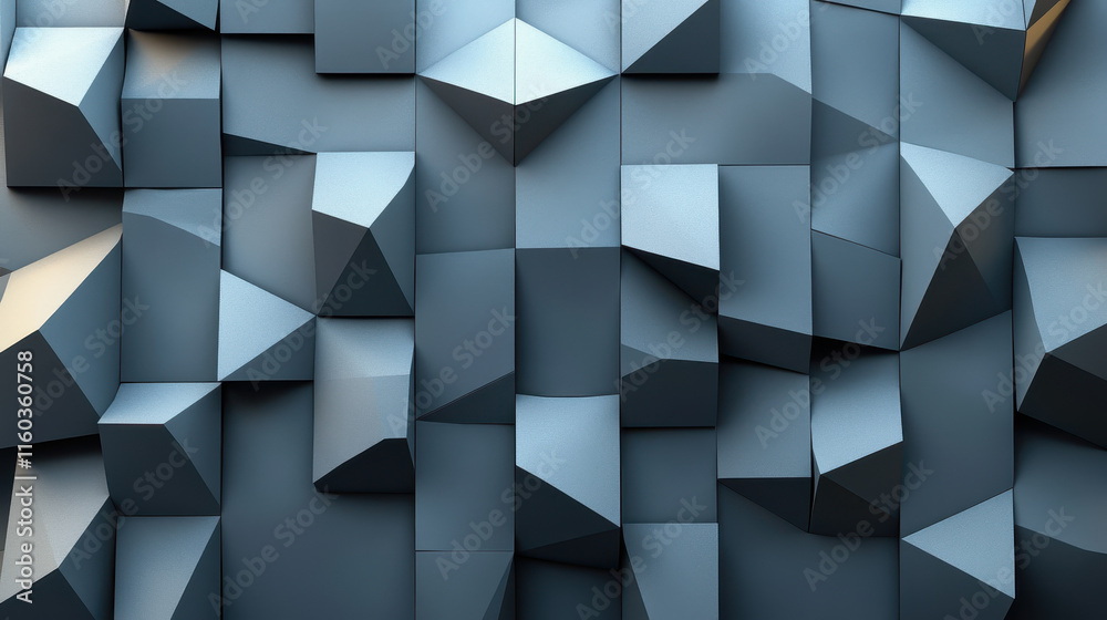 Poster 3d gray geometric seamless pattern background with abstract cubic shapes for modern design and textu
