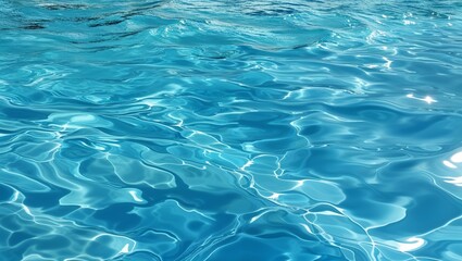 Fototapeta premium Transparent crystal blue clear water surface texture with ripples, splashes and bubbles, background- backdrop