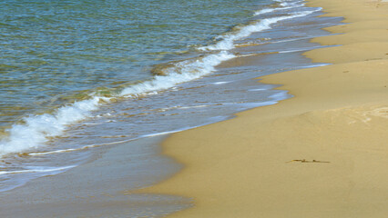 Soft wave on the beach with golden sand