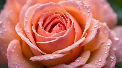 Soft Morning Light Capturing a Coral Rose with Beautiful Petal Gradient