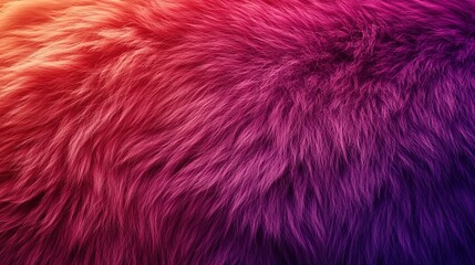 Vibrant gradient of purple and red textured fur surface in close-up