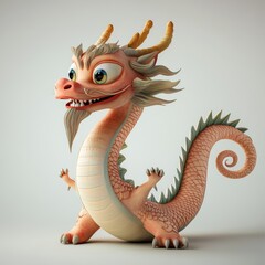 Fototapeta premium 3D illustration of a cute Chinese dragon