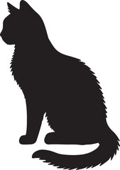 Cat silhouette vector art illustration. Cat head vector icon.