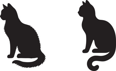 Cat silhouette vector art illustration. Cat head vector icon.