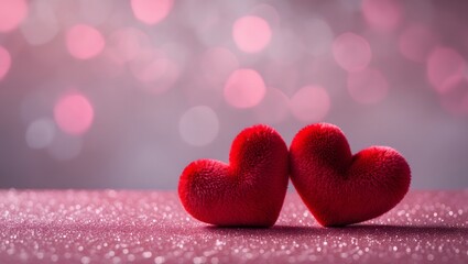 Obraz premium The red heart shapes on abstract light glitter background in love concept for valentines day with sweet and romantic moment. Ai Generative.