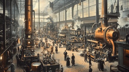 A Nineteenth Century Industrial Factory Interior Scene