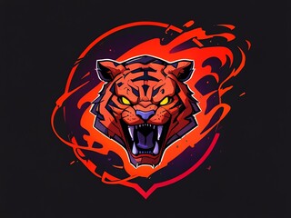 Fierce Tiger Head Digital Art: A Roaring Mascot Design