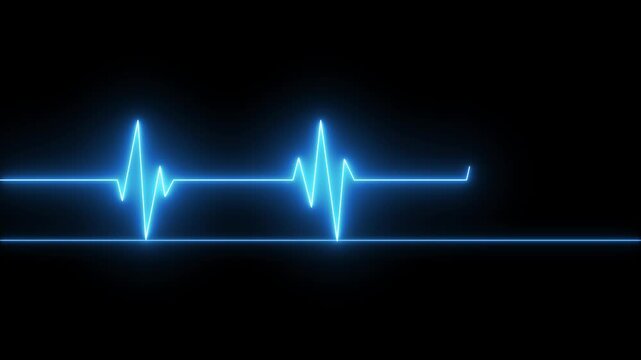 Glowing Neon Heartbeat Pulse Signal.