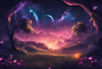 Fototapeta premium 幻想的な風景のイラスト