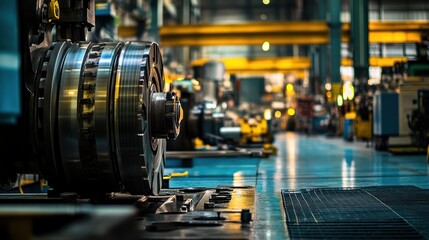 Fototapeta premium Upkeep and repair of workplace machinery captured with vibrant colors and dynamic lighting. 