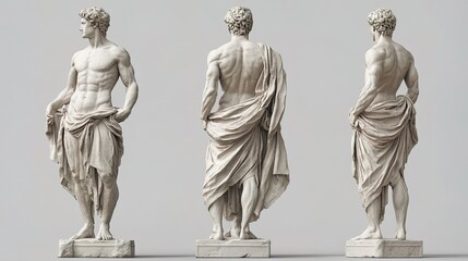 3d rendering of ancient greek statue art figure posture
