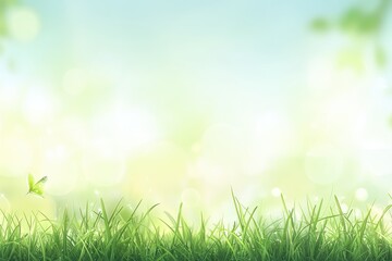 Obraz premium Lush green grass with bokeh background. (1)