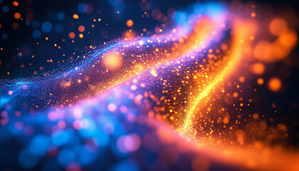 Colorful abstract representation of technology with glowing particles