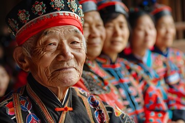Fototapeta premium Han Chinese elder in ceremonial attire