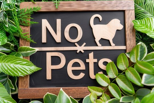 No pets allowed sign home entrance signage indoor garden close-up view pet policy awareness