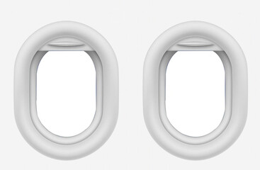 Fototapeta premium looking through a big jet passenger plane window with isolated background. copy text space
