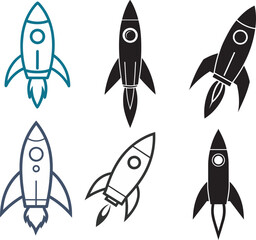 Rocket line art vector illustration silhouette 