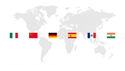 Obraz premium World map with national flags representing various countries