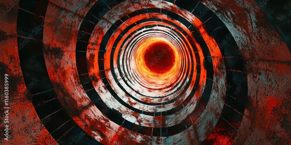 Poster spiral with a red hole in the middle