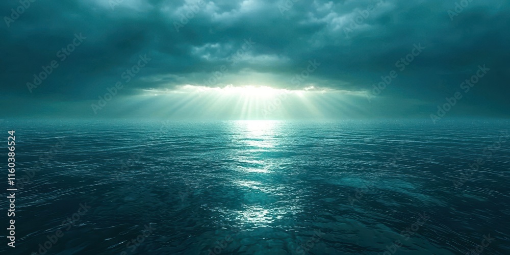 Aufkleber the ocean is calm and the sky is cloudy