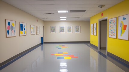 Empty pediatric clinic featuring vaccination posters, conveying a message of preparedness and public health awareness in a serene and hygienic environment.