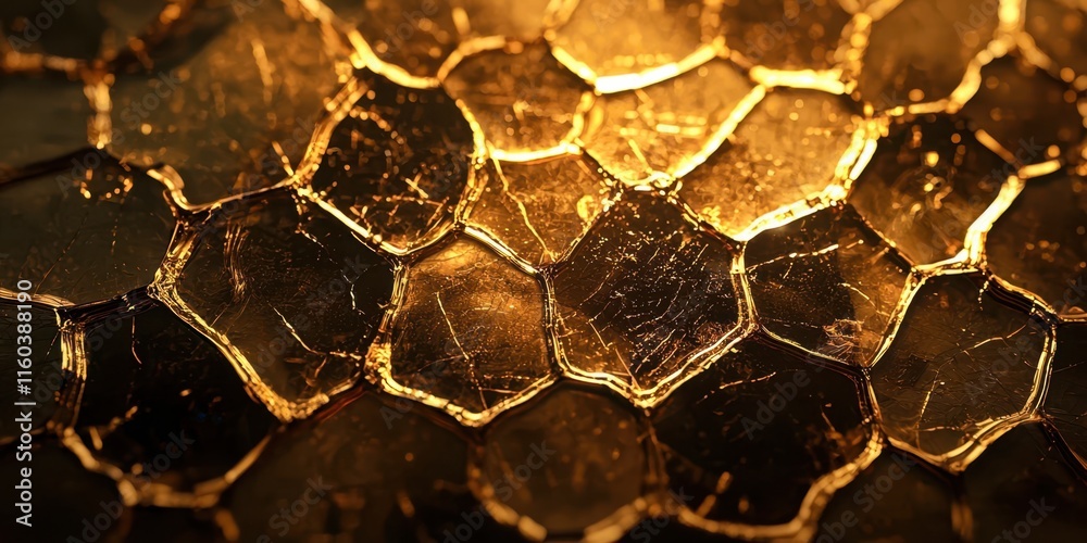 Poster close up of a gold colored surface with a lot of cracks