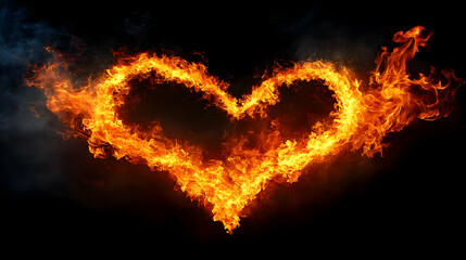 Fire Heart Burns Brightly on Dark Background