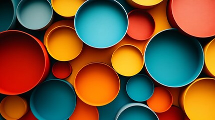 Minimalistic Composition of Overlapping Colorful Circles and Shapes