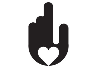 Obraz premium heart hand gesture. Silhouette illustration sticker design social media, with love icon vector illustration
