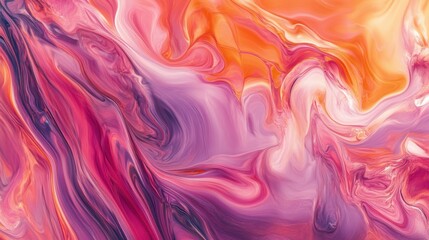 Fototapeta premium A modern abstract design with soft, undulating liquid shapes in pastel pink and orange, highlighted with glossy reflections, in 4K