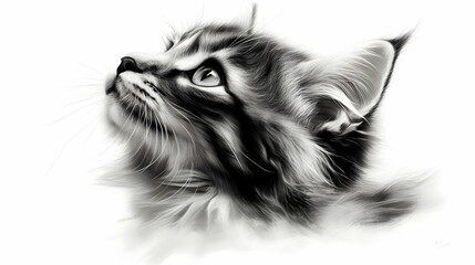 Curious Kitten Gazes Upward: A Study in Feline Wonder