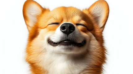 Obraz premium Smiling Dog Enjoys Relaxation: Cute Pet, Happy, Fluffy, Furry, Adorable Puppy