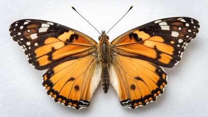 Obraz premium Macro of butterfly isolated on white background, Danaus chrysippus, top view