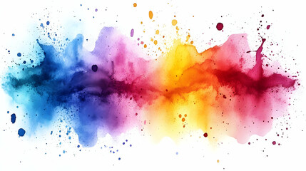 Fototapeta premium Watercolor Splashes Blend Colors Beautifully and Vividly on White Background