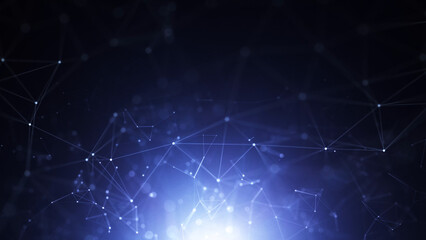 Fototapeta premium Dark blue shiny digital ai tech lines illustration.