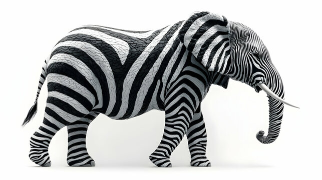 Zebra Elephant Walks: Stripes, Wildlife, Safari, Nature, 3D Art
