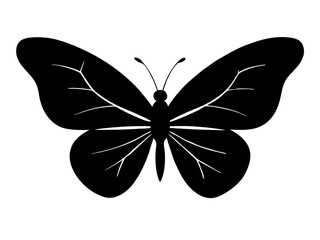 butterfly black silhouette vector, Simple silhouette Design vector icon with white background