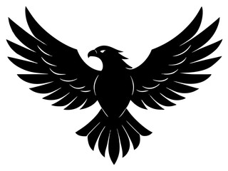 Obraz premium eagle black silhouette vector, Simple silhouette Design vector icon with white background