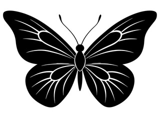 butterfly black silhouette vector, Simple silhouette Design vector icon with white background