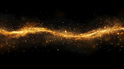 Golden Particles Flow Elegantly Across a Dark Background