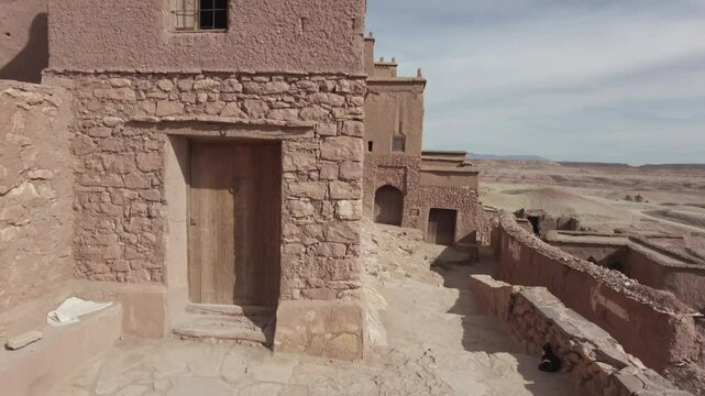 Africa, Morocco 12,29,2024 The KASBAH of Ait Ben Haddou  is a fortified city near Ouarzazate  . Ait Ben Haddou is a great example of earthen clay architecture , tourist visiting attraction destination