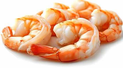 Cooked Shrimp Arranged on a White Background with Natural Lighting