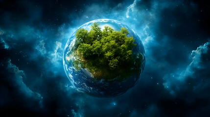 Green Earth in Space Promotes Sustainability Beautifully