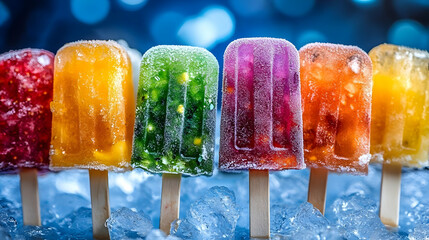 Frozen Fruit Popsicles Chill on Ice: Summer Treats