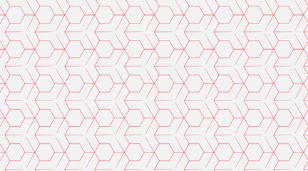 Hexagonal pattern background vector design | Geometric shape vector design with line | Multi shape seamless background design with red stroke color
